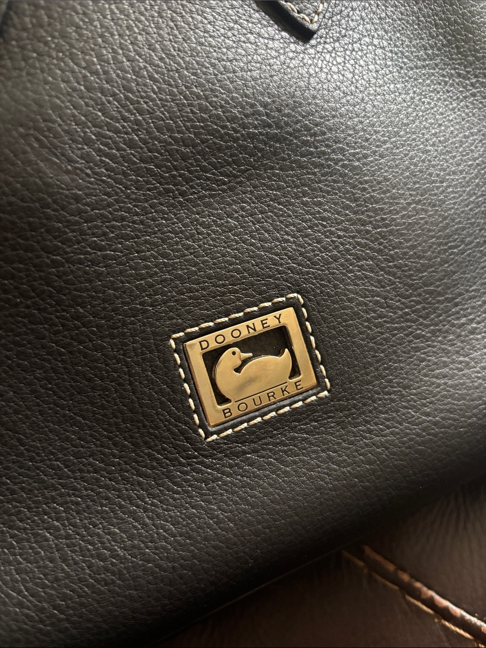Dooney & Bourke Black Pebble Leather Satchel with Gold Hardware - Picture 2 of 4